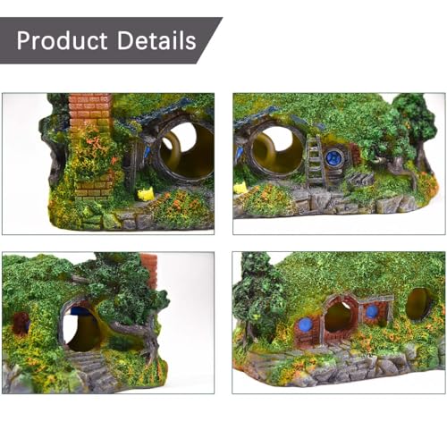 fazhongfa Aquarium Decorations Castle Fish Tank Décor Thematic Ornaments (Hobbit-Small) - size: Hobbit-Small