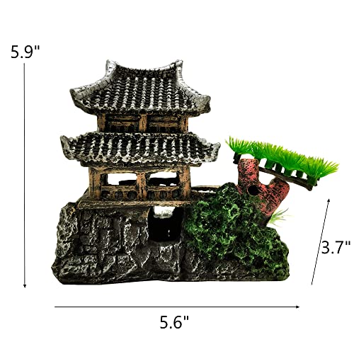 M2cbridge Antique Roman Column Ruins European Castle Aquarium Decorations Fish Tank Hideout Rocks(Asian Temple) - color: Asian Temple