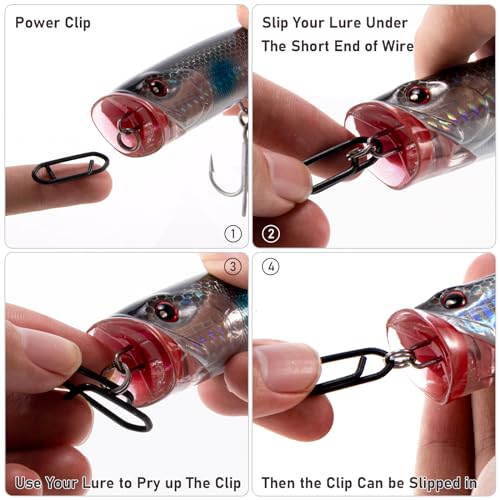Dr.Fish Fishing Power Clips Stealth Stainless Steel Speed Lure Clips Quick Change Fishing Snap Connector Saltwater Freshwater Terminal Tackle - size: M-75LB-0.8"