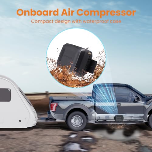 maXpeedingrods On Board Air Compressor System with Low Pressure Sensor Analog Gauge Air Line Fittings Universal Air Compressor Kit for Trucks Vans