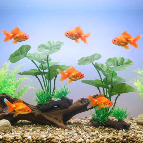 2 Pack Silk Fish Tank Plants, Artificial Aquarium Plant 6-Inch Betta Leaf Hammock Silk Aquarium Plants with Driftwood Base for Betta Fish Tank Accessories, Goldfish Reptiles