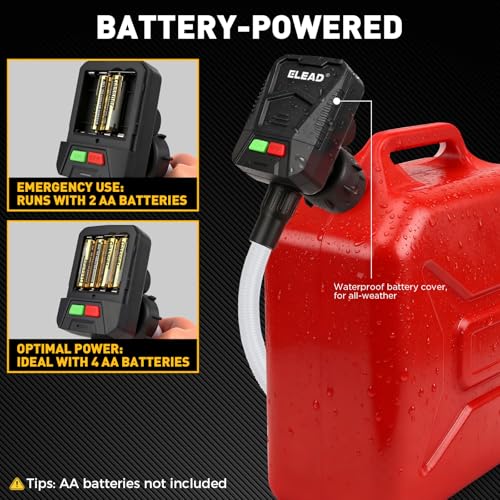 Battery-Powered Fuel Transfer Pump - 3.2 GPM No Spill Portable Gas Can siphon Pump with 3 Adapters, Extra Long Hose, Fuel Pump for Oil, Diesel, Gasoline (Batteries Not Included) - size: New Version