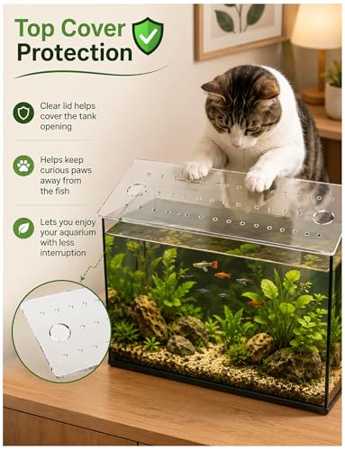 Acrylic Fish Tank Lid with 30 mm Feeding Holes and 8 mm Air Holes, Clear Aquarium Cover for Home, Retail, and Facility Tanks(3mm/51X21.5cm) - size: 3mm/51X21.5cm