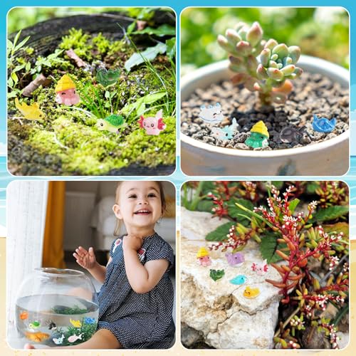 36pcs Mini Ocean Figurines,Tiny Resin Trinkets Fish Tank Decorations Birthday Party Decoration Garden Fairy Accessory