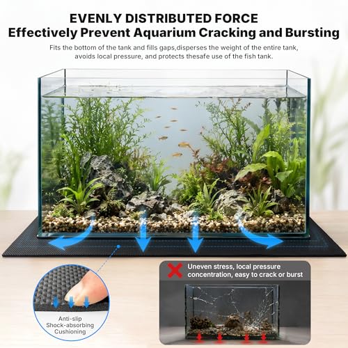Aquarium Leveling Mat 16" X 30" X 0.2" EVA Aquarium Foam Leveling Mat, Non-Slip Shockproof Fish Tank Mat for Under Tank for Glass Fish/Turtle Tank Protection - size: 16inx30in