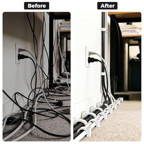 200 Pcs Cable Clips Nail in, Cord Clips Ethernet Cables Wire Wall Clips Cable Straps Cables Tacks Cable Nails Coax Cable Clips Cable Management for Speaker 7mm Cat6 - White