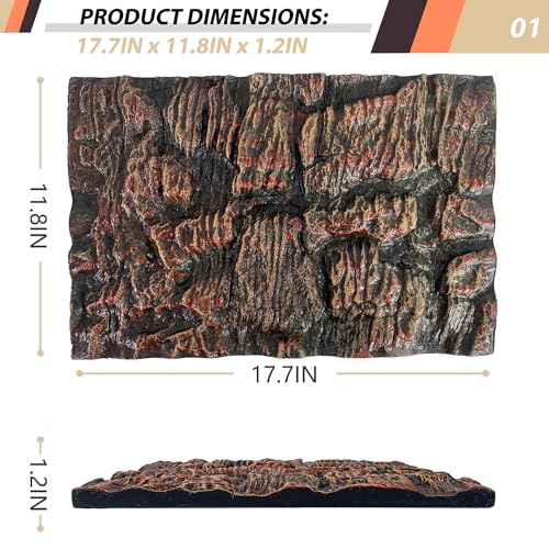 17.7x11.8in Rock Terrarium Background,3D Reptile Tank Background Board,Amphibian Stereo Backdrop Wall,Lizard Snake Gecko Spider Turtle Fish pet silo Background Decorative Panel(Brown) - color: brown-17.7"*11.8"（1pcs）