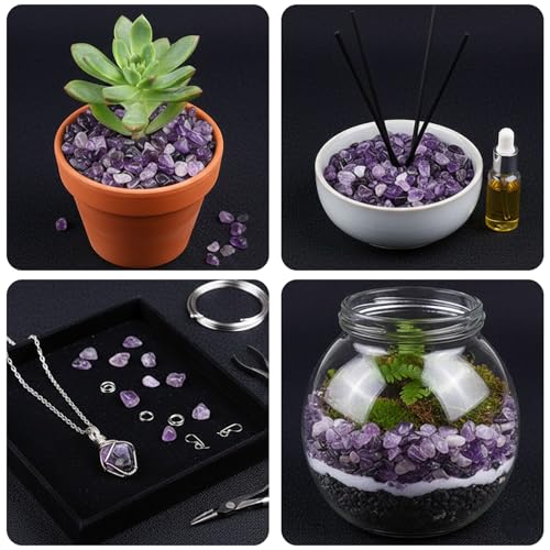 Crystal Chips Stone-Aquarium Rocks Decor,Fish Gravel,Tumbled Stone Chips for Aquascape Vase Filler,DIY Crafts,Indoor Plants - color: Purple