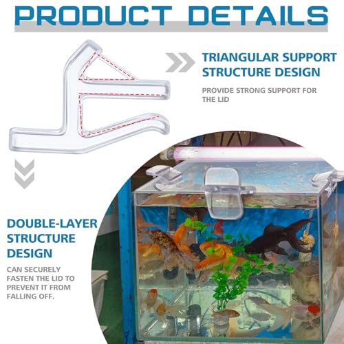 12 Pcs Aquarium Lid Clips Rimless Fish Tank Top Cover Rim Lid Support Holder Clip Clear PC Aquarium Hoods Clamps for 1/8" to 3/16" Glass