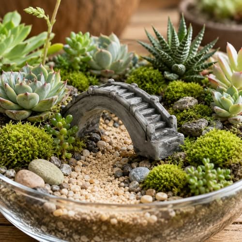 30PCS Miniature Bridge Resin Mini Arch Bridge Figurines Antique Boardwalk Building Model for DIY Crafts Fish Tank Aquarium Micro Landscape Decoration