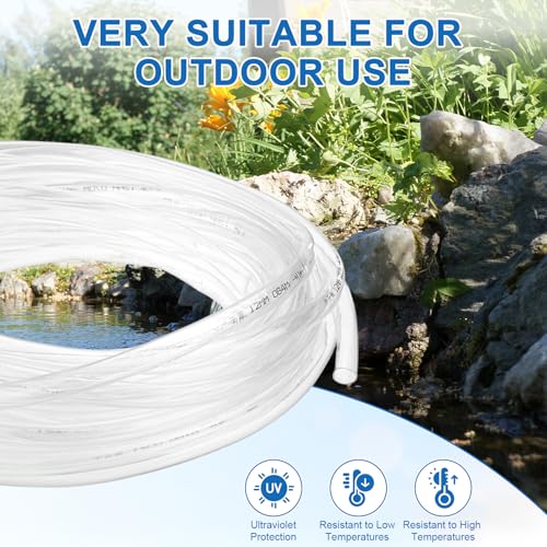 M METERXITY Vinyl Tubing 12mm ID x 14mm OD 50ft Flexible Plastic Tube with 2 Hose Ties, Lightweight Hybrid PVC Hose for Water Gardening/Airline/Aquarium Tubing [Clear] - size: 12mm ID x 50ft