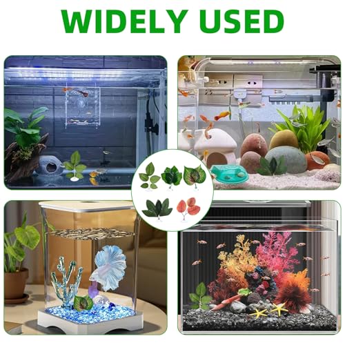 Betta Fish Plant Hammock - Aquarium Floating Leaf Decor with Suction Cup Beta Fish Hideout for Resting Simulating Habitat