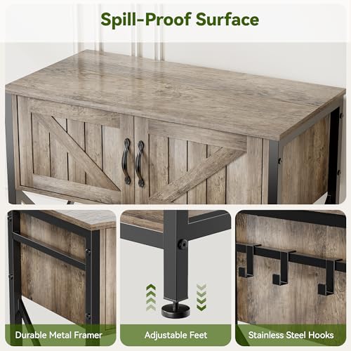 Petrova 20-29 Gallon Fish Tank Stand, Metal Double Aquarium Stand with Storage Cabinet, Heavy Duty 31.5" L* 16.54" W Tabletop, 330LBS Capacity, Rustic Brown