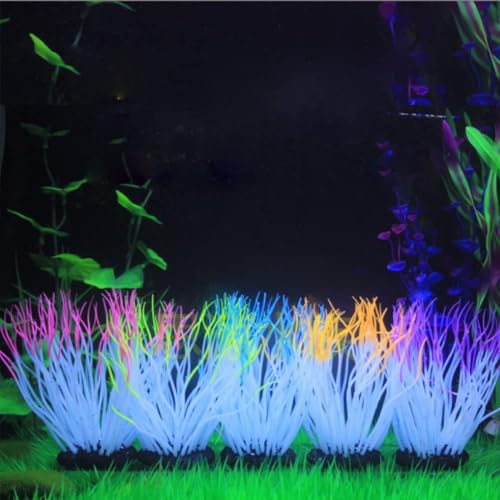 Pssopp Simulation Silicone Luminous Sea Anemone Ornament, Artificial Plant Simulation Sea Anemone for Aquarium Fish Decoration with Suction Cup(Blue) - color: Blue