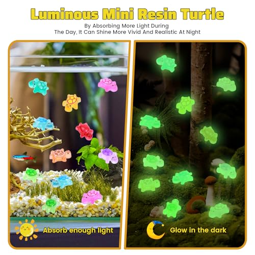 300pcs Mini Resin Turtles Luminous Tiny Turtle for Crafts Dollhouse Miniatures Mini Resin Things Animals for Fairy Garden Micro Landscaping Decoration Home Decor, 10 Colors(0.23 * 0.35inch) - color: 300pcs Mini Resin Turtles(0.23 * 0.35inch)