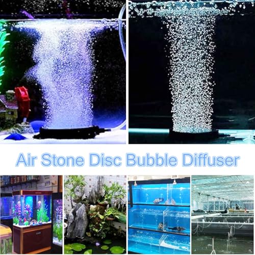 4.2 Inch Aquarium Air Stone Hydroponics Fish Tank Air Stone Disc Aerator Bubble Diffuser with Suction Cups Air Pump Round Dissolved Oxygen Airstone Decoration for Pond Dwc Reservoirs