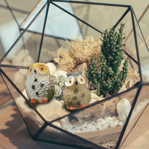 4pcs Mini Resin Owls and 1pcs Branch, Miniature Owl Figurines for Fairy Garden Accessories, Plant Pot, Bonsai Craft Decor, Cake Topper, DIY Home Micro Landscape Ornaments - style: Owl and Branch