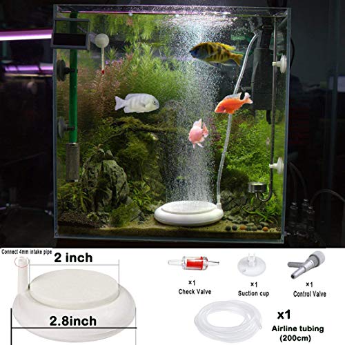 Nano Aquarium Air Stone Kit Fish Tank Bubbler High Oxygen Diffuser Air Stone Disk for Hydroponics Aquarium Shrimp Betta Tank - size: 2inch with 78.7inch airline tube