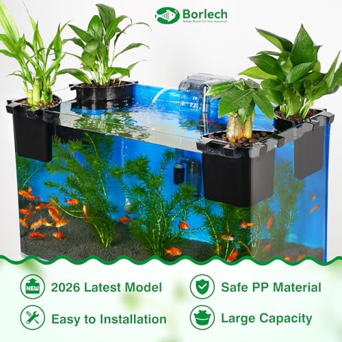 Borlech 2026 Latest Model Large Aquarium Corner Planter Hanging Plant Holder for Fish Tank Aquaponic Plant Cultivation and Aquascape Accessories Decorations (2 Pack) Black - color: Black-2 Pack