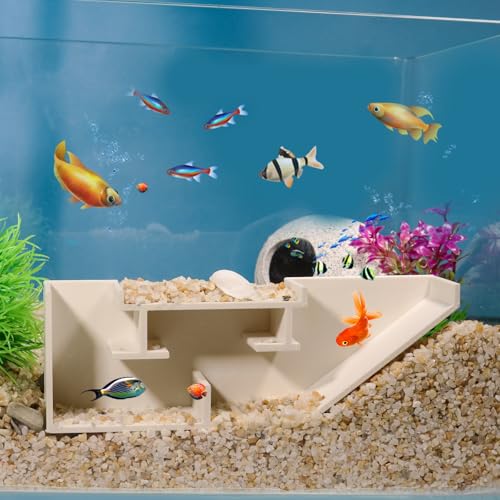Aquarium Undergravel Fish Tunnel Cave Tunnel Fish Hide Fish Cave Corner Fish Tank Decorations Under Gravel Viewing Tunnel Fish Cave for Aquarium Hideout (White,Style 6) - color: White, style: Style 6