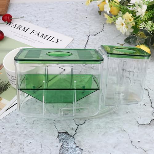 DOITOOL Pneumatic Hatching Box Aquarium Isolation Tank for Fish Fry Nursery Transparent Fish Tank Fry Box with Self-Guided Circulation for Home Aquatic Pets - color: Green, size: 13X9.5X11CM