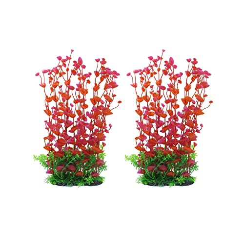 CNZ Aquarium Decor Fish Tank Decoration Ornament Artificial Plastic Plant Green/Red
