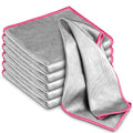 Airlab Glass Polishing Cloth Streak Free Miracle Microfiber Cleaning Cloth Lint Free Cleaning Rags for Glasses Kitchen Dish Mirrors Easy Clean, Pack of 6, 12" x 12", Sliver-Pink - color: Sliver-pink, Pack of 6