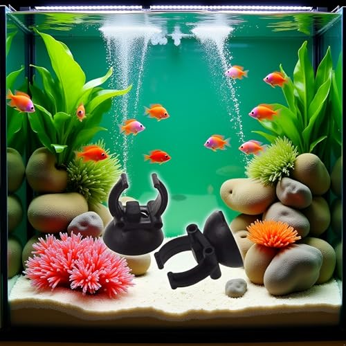 2 PCS Black Suction Cup Fish Tank Aquarium Heater Rubber Clip Airline Tubing Glass Holder Pet Supplies Cost- Effective Fashion in Practical Aquarium Pumps and Filters