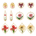 Transparent Flower Resin Charms Round Gold Edge Dried Floral Pendants Flat Round Clear Gold Foil Floral Charms for Necklace Bookmark Keychain Jewelry Making - color: Flower-4