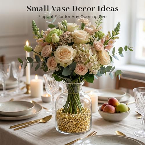 DomeStar 4200PCS Gold Fake Ice Rocks, 1LB Acrylic Crushed Ice Rocks Mini Fake Diamonds for DIY Craft Wedding Vase Fillers 0.33" x 0.23" - color: Gold