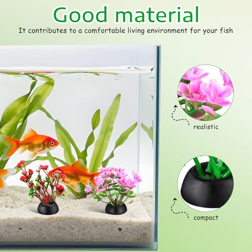 POPETPOP 40 Pcs Artificial Aquarium Plants - Mini Fish Tank Landscaping Water Plants, Plastic Small Aquarium Decor for Household and Office Aquarium