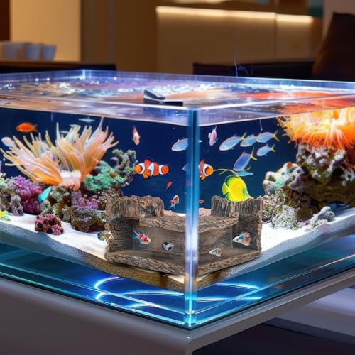 Aquarium Cave, Betta Fish Hideout for Aquarium Fish Tank Decorations- Natural-Looking Wooden Cave for Aquariums - Aquarium Cave for Guppies & Corydoras – Fish Hideout Decor, 5.1"x5.1"x2.7"
