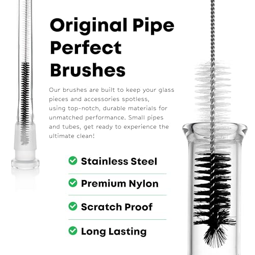Pipe Perfect Original Cleaning Brush Set – Multi-Size Detail Brushes for Glass, Bottle, Tube & Narrow Openings | Deep Cleaning Kit for Hard-to-Reach Areas | Durable Reusable (Original Pack)