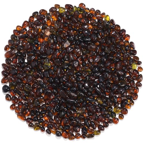 QYGL 0.55LB Brown Clear Glass Pebbles, Tumbled Sea Glass Stones for Vase Fillers, Fish Tank Gravel, Aquarium Rocks, DIY Crafts, Plant Pots, Wedding & Home Decor, Transparent Glass Gemstones - color: Brown