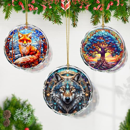 Wolf Stained Glass Ornament, Christmas Ornaments, Christmas Tree Decorations, Wolf Christmas Decoration, Wolf Ornaments for Christmas Tree, Holiday Present Ideas, Gift Exchange - color: Wolf