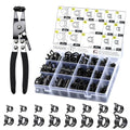 130Pcs 6-25mm Spring Hose Clamps Kit With Pliers, Black Small spring Clamp，Constant Tension Steel Clamps for Automotive Fuel Lines, Silicone Vacuum Hoses，Low-Pressure Air Clips - style: 130 pcs