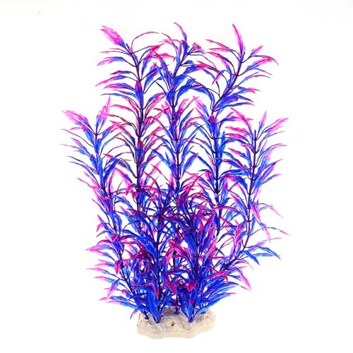 2 pcs Aquarium Decor Plastic Plants Extra Large 21 Inches Artificial Fish Tank Plants Tall Fish Tank Decorations Artificial Green Water Plants (Purple) - color: Purple