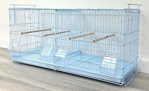 Large White Stackable Breeder Bird Flight Cage Side Breeding Nest Box Door with Center Removable Divider (White, 30"x11"x15"H Lot-4) - color: White