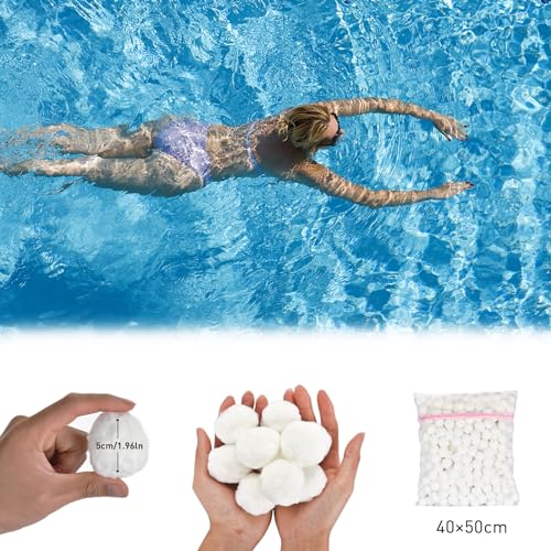 Redcoutt 3.1 Lbs Pool Filter Balls for Sand Filter, Reusable Eco-Friendly Filter Media for Sand Filter Pump, Replaces 100 Lbs Pool Filter Sand, Long-Lasting for Several Seasons - color: White