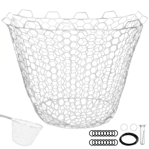Riverruns Rubber Net Replacement with Repair Kit Fly Fishing Net Replacement Knotless Netting Bag for Rubber Fishing Net, Catch & Release - color: Transparent, size: 21.7" Dia x 15.8" Depth (67.7" Circumference)