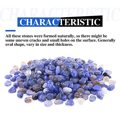Hilitchi Blue Agate Stone Tumbled Stones for Plants Cacti & Succulents Bedding, Vase Filler, Landscape Bottom Decoration (About 1lb(455g)/Bag) - color: Blue Agate, size: 9-14mm (0.35"-0.55")