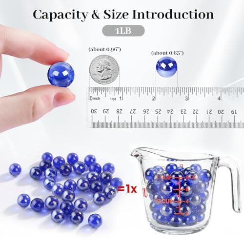 DomeStar 1LB Glass Marbles Bulk, Marbles for Vases 0.63 Inch Vase Fillers Dark Blue Glass Beads for Home Decor - color: Dark Blue