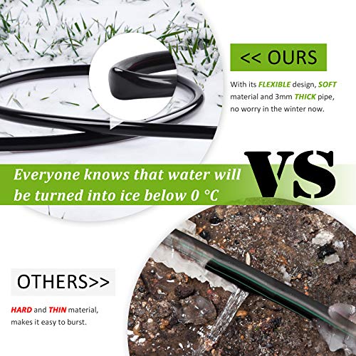 MIXC 200ft 1/4 Inch Black Distribution Tubing Drip Irrigation Hose Garden Watering Tube Line - size: 200FT