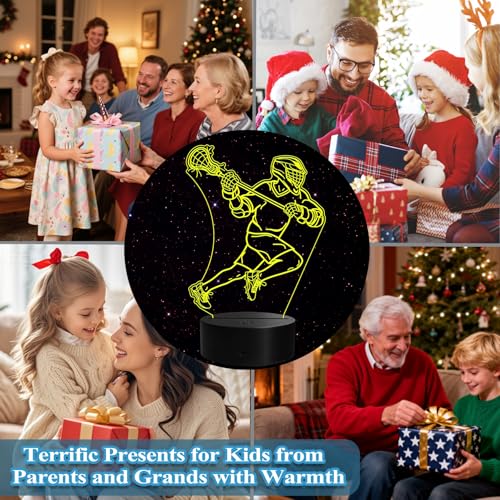 Lacrosse Night Light, Lacrosse Gifts for Boy, 3D Illusion Lamp with Remote Control, 16 Colors Changing, Timer, RGB Flashing Mode and Dimmable, Field Lacrosse Gifts for Men Christmas Decor - color: Color 2