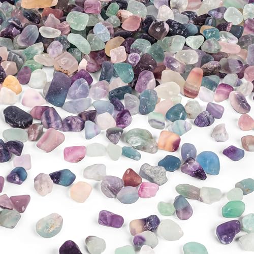JOHOUSE Quartz Crystals, Crushed Chips Tumbled Polished Stones, Assorted Irregular Shaped Decorative Rocks, Succulent Pebbles for Indoor Plants, Aquarium Betta Fish Tank Gravel, Vase Filler 0.2"-0.5" - color: Fluorite