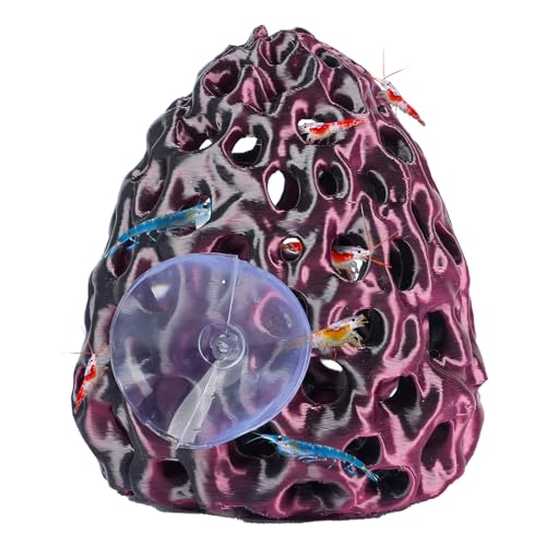 Uniclife Shrimp Cave, Shrimp Hides for Aquarium, Realistic Plastic Aquarium Coral Rock Decorations with Suction Cup, Betta Hideout Tank Accessories for Fish Tank Decor, Purple-to-Black Gradient - color: Purple-to-black Gradient