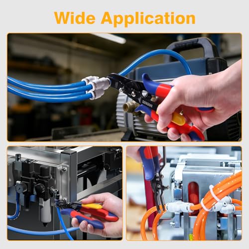 Air Line Removal Tool for 1/4”, 5/16” Push to Connect Fittings, Push-Fit Air Hose Fittings Disconnect Pliers, Quick Connect Release Pliers for 6mm, 8mm Pneumatic Connectors - size: 1/4", 5/16"