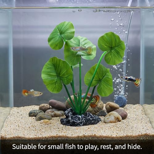 2 Pack Aquarium Silk Aquarium Plants, Artificial Plastic Plant for Small Tank, Goldfish, Fish Hides (6 Inch)