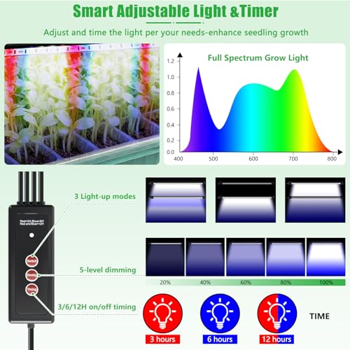 2 Set 120-Cell Seed Starter Kit with Seedling Heat Mat, Self-Watering Seed Starter Tray with Adjustable Brightness Timed Grow Light Humidity Domes, Indoor Seedling Starter Tray Plant Germination Kit - size: 2pack with Heat Mat
