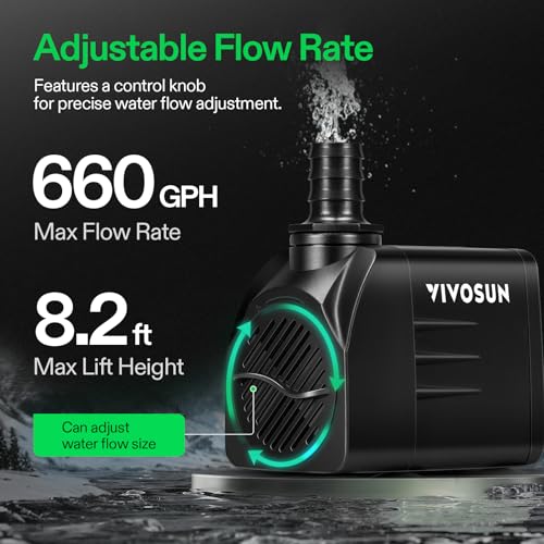 VIVOSUN 660GPH Submersible Water Pump, 2500L/H 35W aquarium pump, Ultra Quiet Fountain Pump with 8.2ft/2.5m High Lift for Fish Tank, Pond, Aquarium, Statuary, Hydroponics (Pack of 2) - size: 660GPH (Pack of 2)